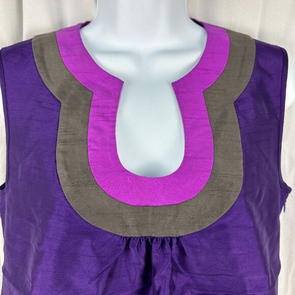 Banana Republic Petite Sleeveless Top With Keyhole Neckline & Tri-Color Design - Picture 2 of 7